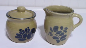 Pfaltzgraff Folk Art Sugar Bowl with Lid and Creamer USA - Picture 1 of 4