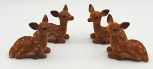 Lot Of 4 Vtg Brown Spotted Deer Fawn Laying Down 2 Left 2 Right Hong Kong - Picture 1 of 7