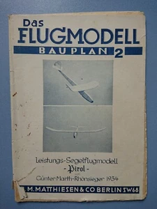 Plano de construcción instrucciones de construcción modelo de vuelo a vela Pirol Günter Marth Rhönsieger 1934 - Imagen 1 de 6