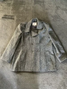 HOUSE OF BRUAR Harris Tweed Wool Double Breasted Pea Coat - Grey - Size UK 20. - Picture 1 of 19