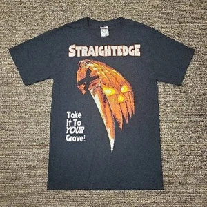 Camiseta de Halloween punk llévate a tu tumba banda borde recto vintage pequeña - Imagen 1 de 9
