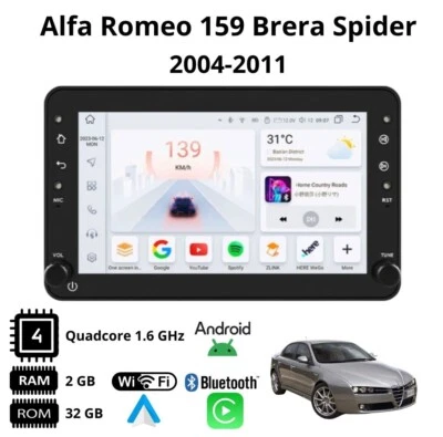 Autoradio stereo Android 7 Pollici per Alfa Romeo 159 Brera E Spider  - Immagine 1 di 4