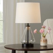 mainstays transitional glass end table lamp
