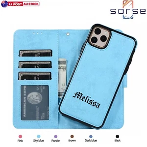 Custom Personalised Leather Wallet Case For iPhone 16 15 14 13 12 11 Pro Max XS - Picture 1 of 95
