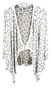 NEW LIZ CLAIBORNE Women's Cotton Cardigan Sweater Asymmetrical Animal Size L - Picture 1 of 14