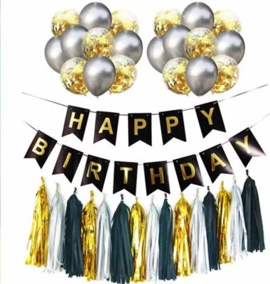 Happy Birthday Banner, Pink Birthday Decorations Girls and Boys Birthday balloon - Image 1 of 4