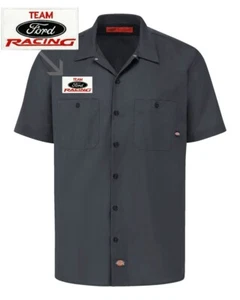 FORD Racing Retro Patch DICKIES Short Sleeve Work Shirt Classic Mustang GT S-5X - Picture 1 of 5