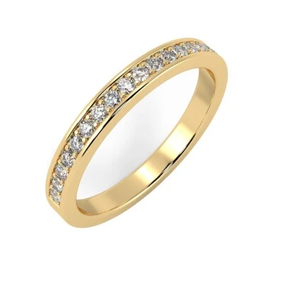 Clearance 1.6mm 0.15 Ct Round Diamond Half Eternity Ring Hallmarked Yellow Gold - Image 1 of 4