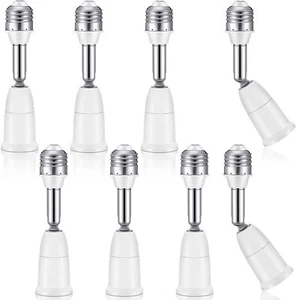 8 Pack E26/E27 Light Socket Extender 4.5 Inch Extension Adjustable Vertical 90° - Picture 1 of 15