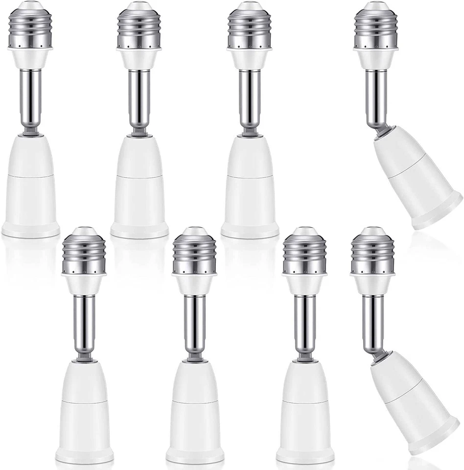 8 Pack E26/E27 Light Socket Extender 4.5 Inch Extension Adjustable Vertical 90° - Image 1 of 4