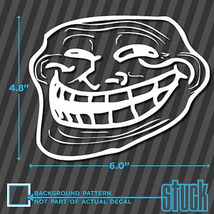 Internet Troll Face Meme - 6.0"x4.8" - vinyl decal sticker - Picture 1 of 1