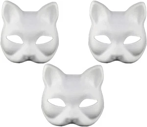Katzenmaske 3 Stück Therian weiße Katze Rohling DIY Halloween Maske Tier - Bild 1 von 8
