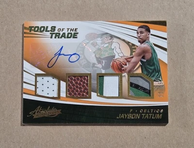 2017 Absolute Jayson Tatum Tools of the Trade Four Swatch Signatures Orange /25 - Image 1 of 2