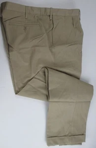 LANDS END Khaki Pleated Front Comfort Waist Chino Pants w/Cuffs Mens 37 X 26 NEW - Picture 1 of 7