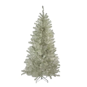Northlight 7' Metallic Sheer Champagne Artificial Tinsel Christmas Tree - Unlit - Picture 1 of 6