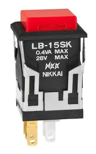 LB15SKG01-28-CJ - NKK - PB SPDT ON-(ON) 28 VDC Lamp Red, NO/NC .4VA/28V Max - Picture 1 of 1