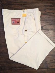 Men's Haggar 100% Cotton Pants. Off White/Light Gray Khaki 44 X 30 No Iron - Foto 1 di 7