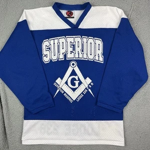 Vintage Superior Wisconsin Hockey Trikot Lodge 236 blau K1 Sportswear Medium - Bild 1 von 9