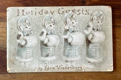 Raphael Tuck Holiday Guests 1900 Cat & Dog Chromolithograph Christmas Toy Book🎄 - Image 1 of 4