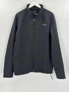 L.L. Bean Windproof Softshell Jacket Mens Large Tall Black Zipped Pockets Lined - Picture 1 of 17