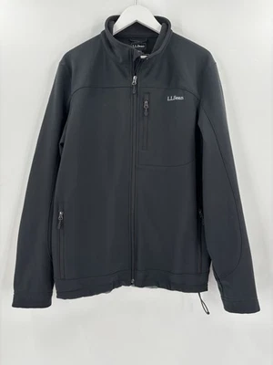 L.L. Bean Windproof Softshell Jacket Mens Large Tall Black Zipped Pockets Lined - Image 1 of 4