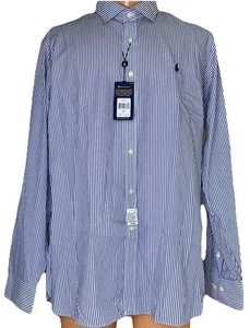 Polo Ralph Lauren Herren Hemd LS Streifen blau weiß 17-1/2-44 100% Baumwolle Stretch - Bild 1 von 9