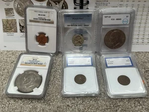 Grade Coin Lot, 1977-D Big Sky Hoard Einsenhower NGC MS65, 1960-D 1C Small Date - Picture 1 of 7