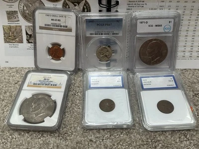 Grade Coin Lot, 1977-D Big Sky Hoard Einsenhower NGC MS65, 1960-D 1C Small Date - Image 1 of 4