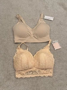 2 Pack Wireless Padded & Sexy Lace Maternity Nursing Bras - Size XL - Picture 1 of 2