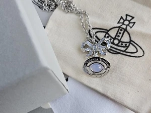 Vivienne Westwood Octavie Silber Schleife Kugel Anhänger Halskette Geschenkbox NEU - Bild 1 von 11