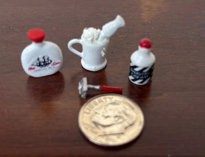 Dollhouse Miniature  Shaving Mug  Cream Old Spice After Shave Razor & 1:12 scale - Image 1 of 4