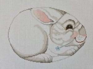 Dayan BUNNY EGG 18ct Mono Handpainted Needlepoint Canvas White Rabbit Hare - Picture 1 of 6