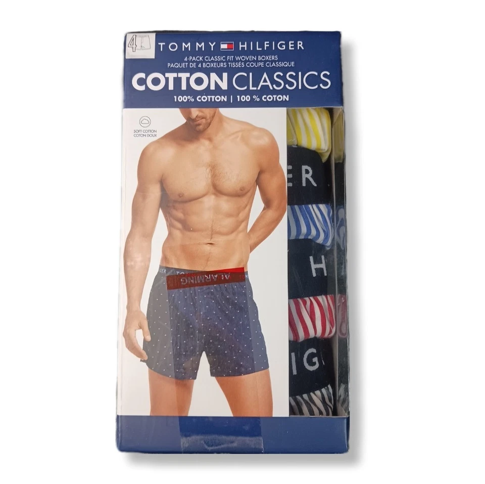 Tommy Hilfiger Mens Small Boxers 4 Pack Woven Striped Classic Fit Cotton Classic - Image 1 of 4