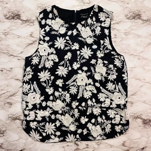 Blusa Hodal senza maniche Theory blu floreale donna M vecchi soldi estate club preppy - Foto 1 di 8