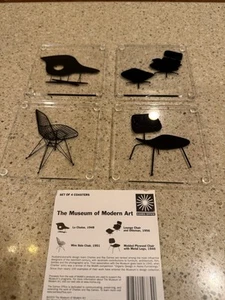Rare Set of 4 Museum of Modern Art Eames Chairs Mid Century Modern Coasters - Picture 1 of 8