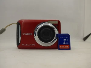 Canon Powershot A495 Red 10.0MP Digital Camera SD Card 4GB Tested And Working - Picture 1 of 10