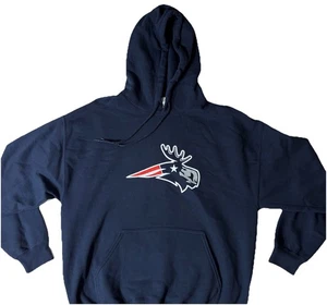 Sudadera con Capucha New England Patriots Moose Fútbol Azul Marino Para Hombre Talla Grande NFL - Imagen 1 de 13