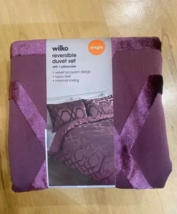 Juego de funda nórdica reversible Wilko terciopelo jacquard celosía de lujo individual o doble - Imagen 1 de 5