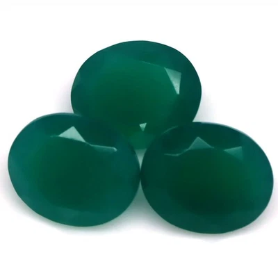 3 piezas de ágata verde Botswana ovalada de 12,38 quilates sin calefacción Foto 1 de 4
