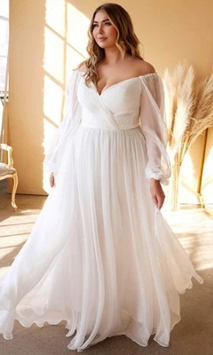 Cinderella Divine White Off Shoulder Ethereal Wedding Gown Size 22 $299 - Image 1 of 4