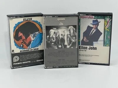 Lot of 3 Vtg Cassette Tapes Elvis Presley, Queen, Elton John Classic Rock & Pop - Image 1 of 4