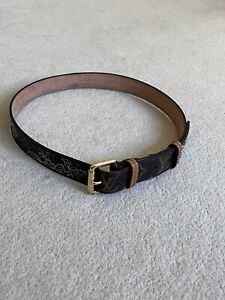 Louis Vuitton monogram leather  belt gold hardware  sz 80/32 CA0017