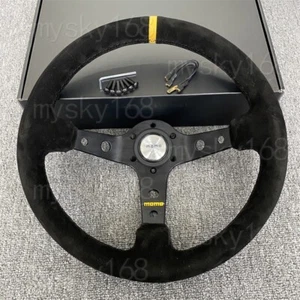 Momo Suede steering wheel Racing Sport 330m Deep dish Yellow and black needles - Picture 1 of 8