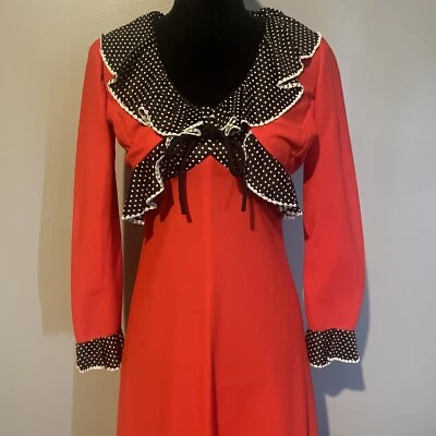 Vintage Jim ‘N Me Maxi Dress Red Black Sz 7 Juniors Two Piece Set Crop Jacket XS - Image 1 of 4