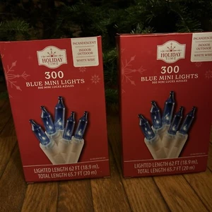 2 Box- 300 Blue Mini Lights WHITE WIRE Christmas Holiday Time Bulbs Outdoor 62ft - Picture 1 of 6