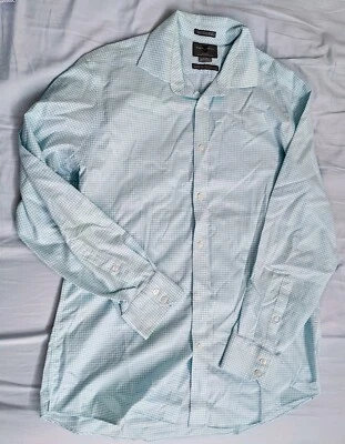 EUC Black Brown 1826 men's 80's 2-ply plaid dress shirt,slim fit non iron, 17-35 - Image 1 of 4