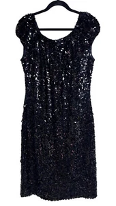 St. John Sequin Embellished Cocktail Dress Black Women’s Size 8-10 - Picture 1 of 10