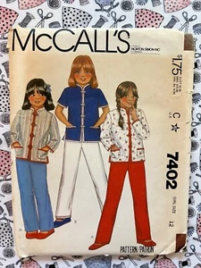 McCall's Pattern 7402 Girls' Jacket or Top and Pants Size Size 12 FF UNCUT - Picture 1 of 2