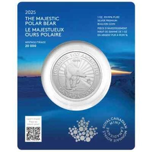 Kanada 5 $ 2025 Majestic Polar Bear Silber 1 oz 9999 BU/ST mit OVP - Bild 1 von 6
