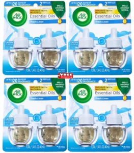 4 -2ct packs Air Wick Essential Oils Refill FRESH LINEN Scent - 8 Total Refills - Picture 1 of 3
